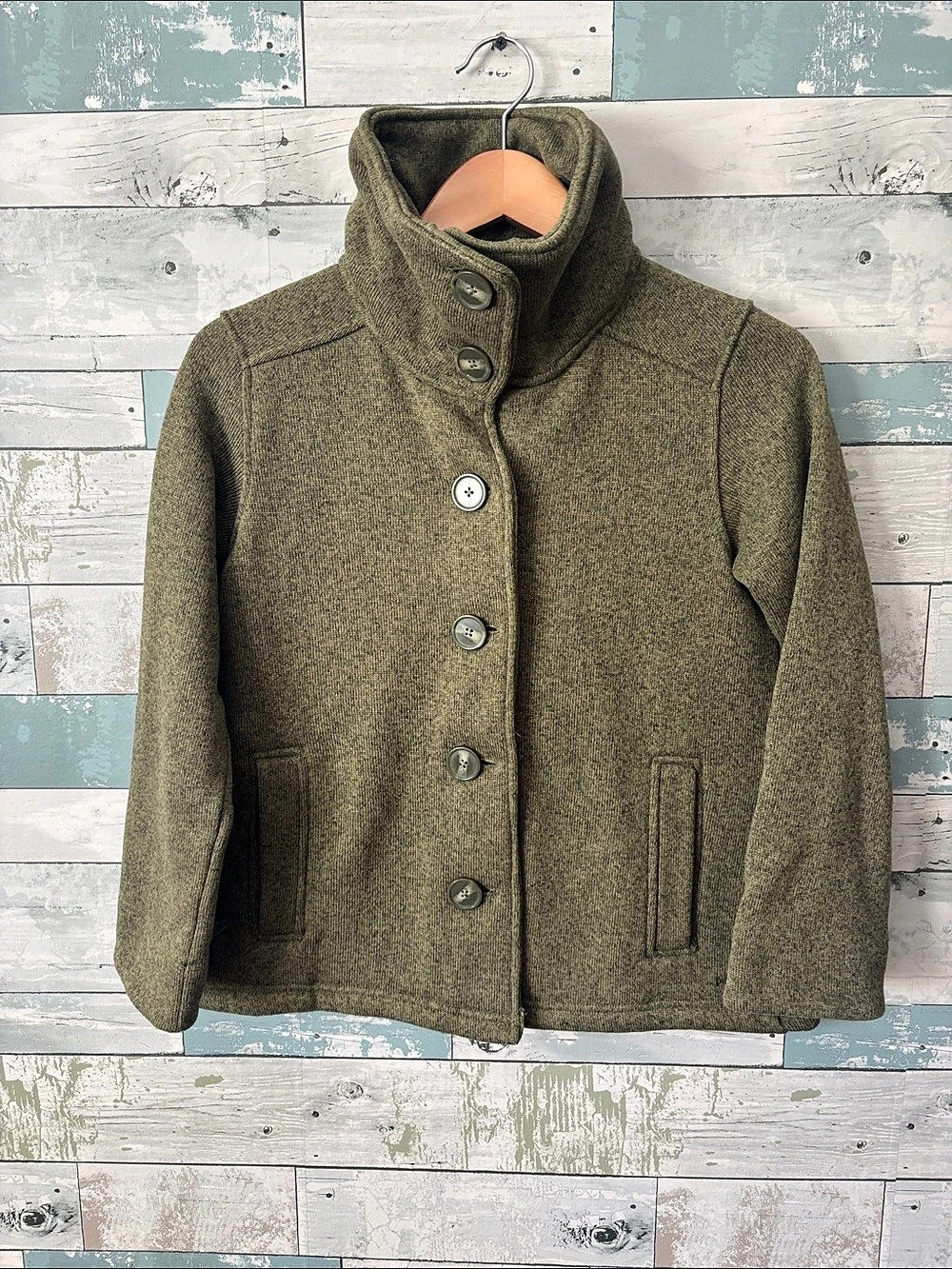 Patagonia Funnel Neck Button Jacket Olive Green